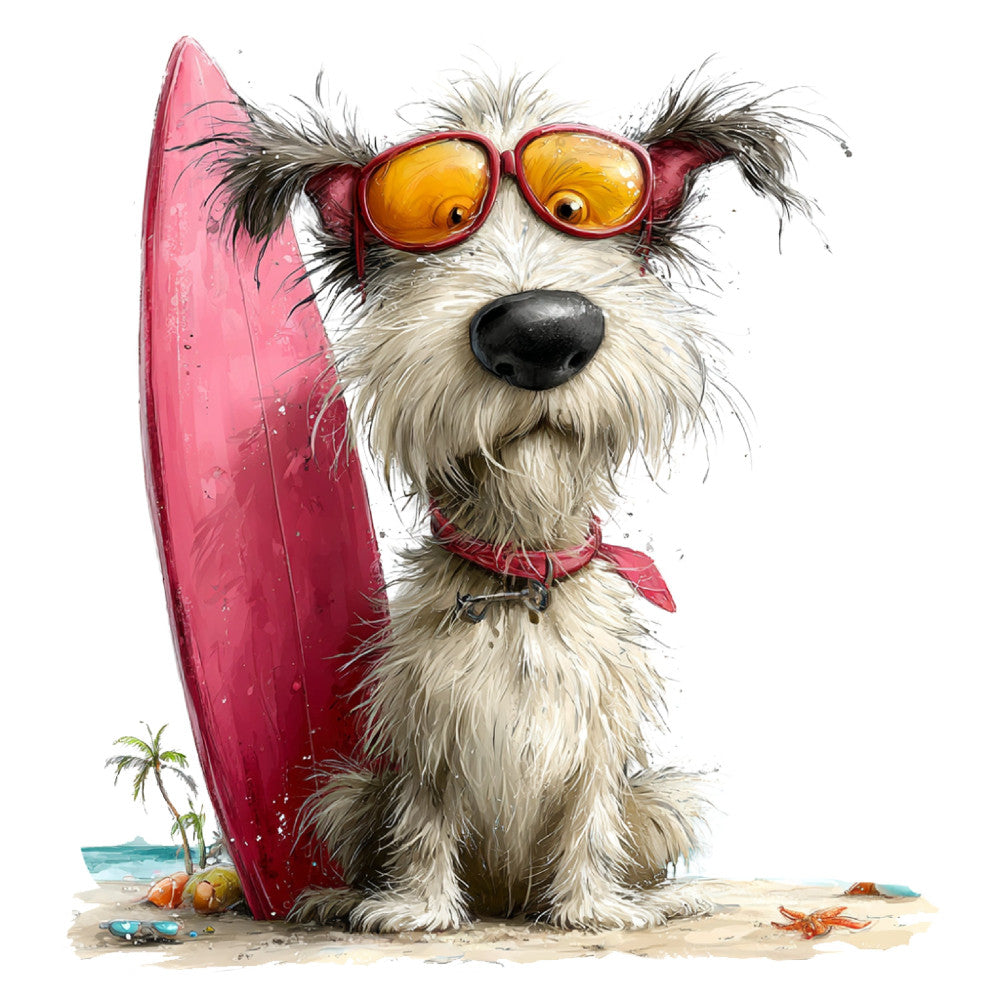 Whimsical Summer Dogs Fabric Panel 31