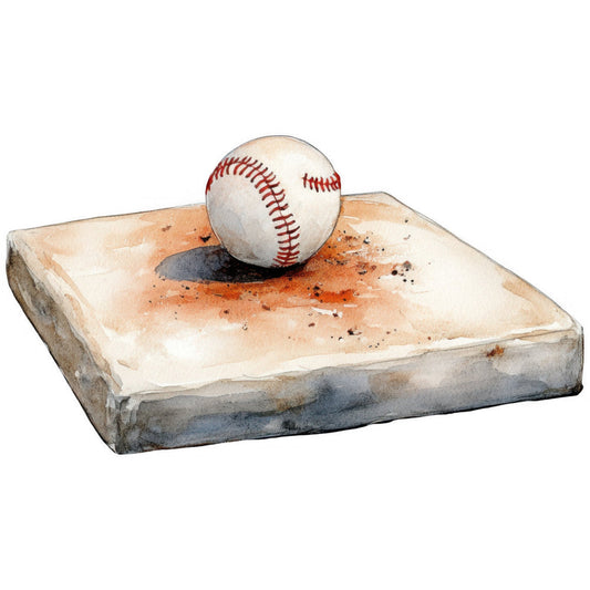 Watercolor Baseball Fabric Panel 5