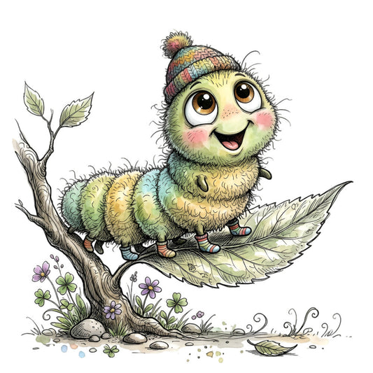 Summer Whimsical Caterpillar Fabric Panel 14