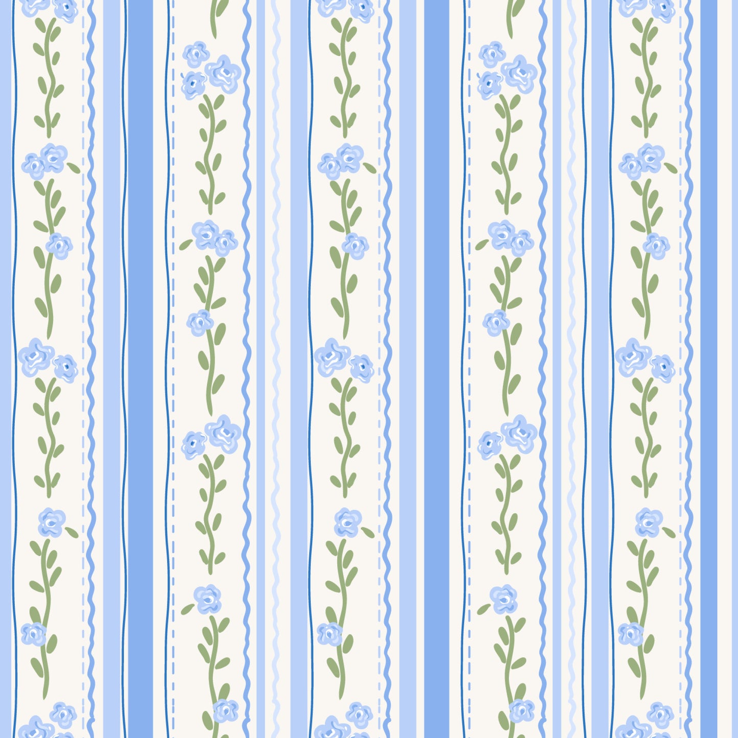 Rosey Blue Stripes Pattern 1 Quilting Cotton Fabric