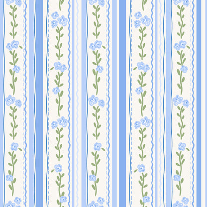 Rosey Blue Stripes Pattern 1 Quilting Cotton Fabric