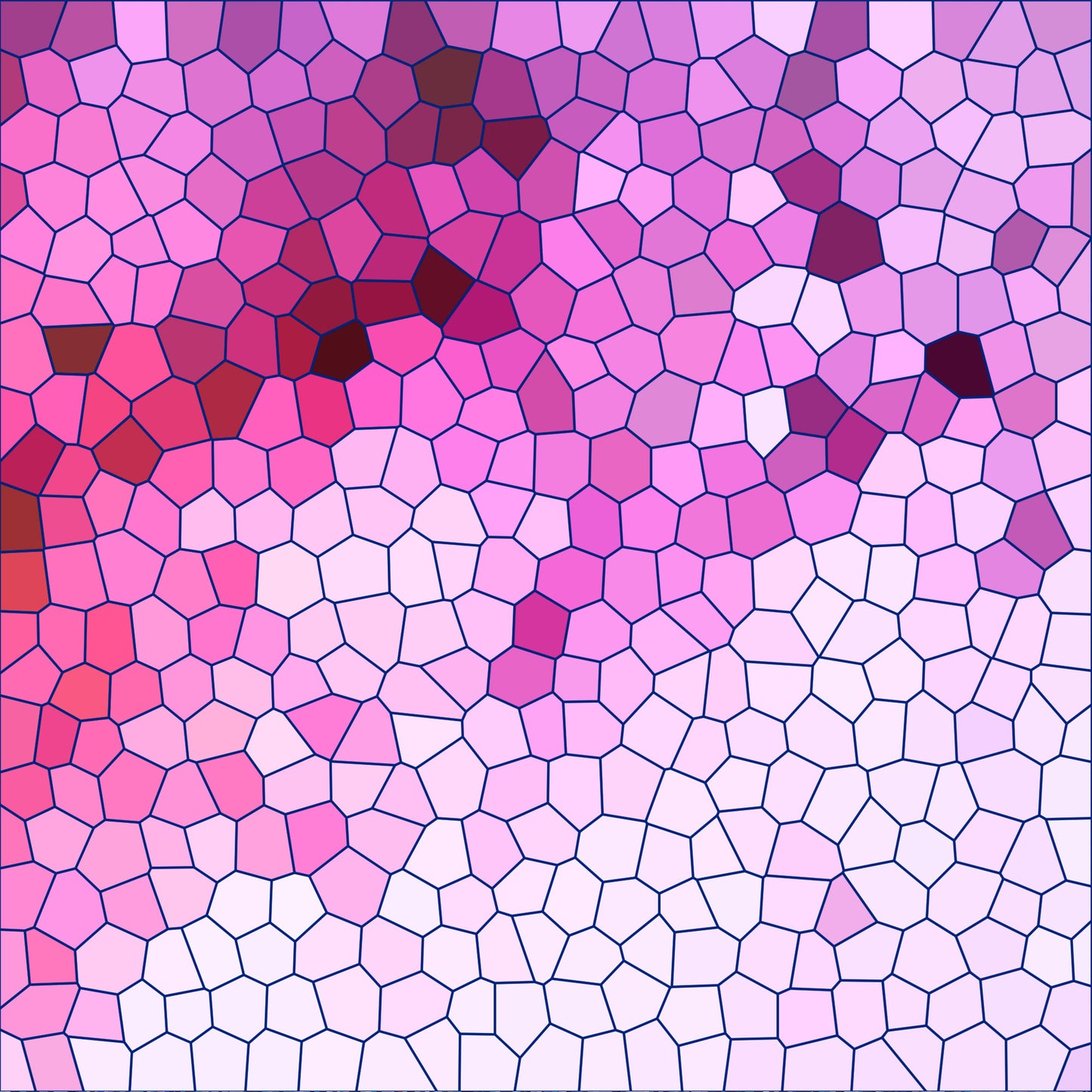 pink, magenta, fuchsia, lavender, burgundy, maroon, mosaic pattern, stained glass, geometric shapes, polygonal design, irregular cells, honeycomb texture, gradient effect, ombre shading, quilting cotton, fabric panel, love theme, romantic colors, modern art style, contemporary design