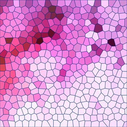 pink, magenta, fuchsia, lavender, burgundy, maroon, mosaic pattern, stained glass, geometric shapes, polygonal design, irregular cells, honeycomb texture, gradient effect, ombre shading, quilting cotton, fabric panel, love theme, romantic colors, modern art style, contemporary design