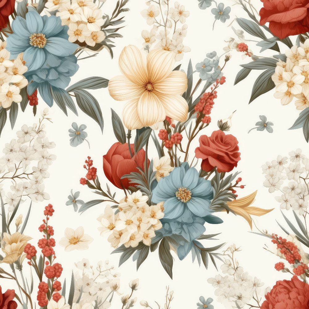 Daily Deal: Rustic Wildflowers Bouquets Pattern 5 Quilting Cotton Fabric - 45" x 1 Yard"