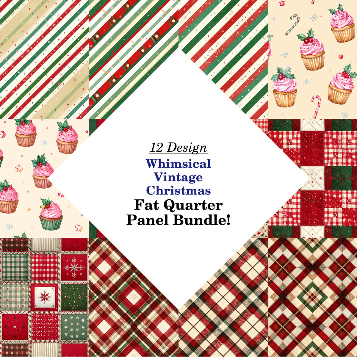 Whimsical Vintage Christmas Fat Quarter Bundle