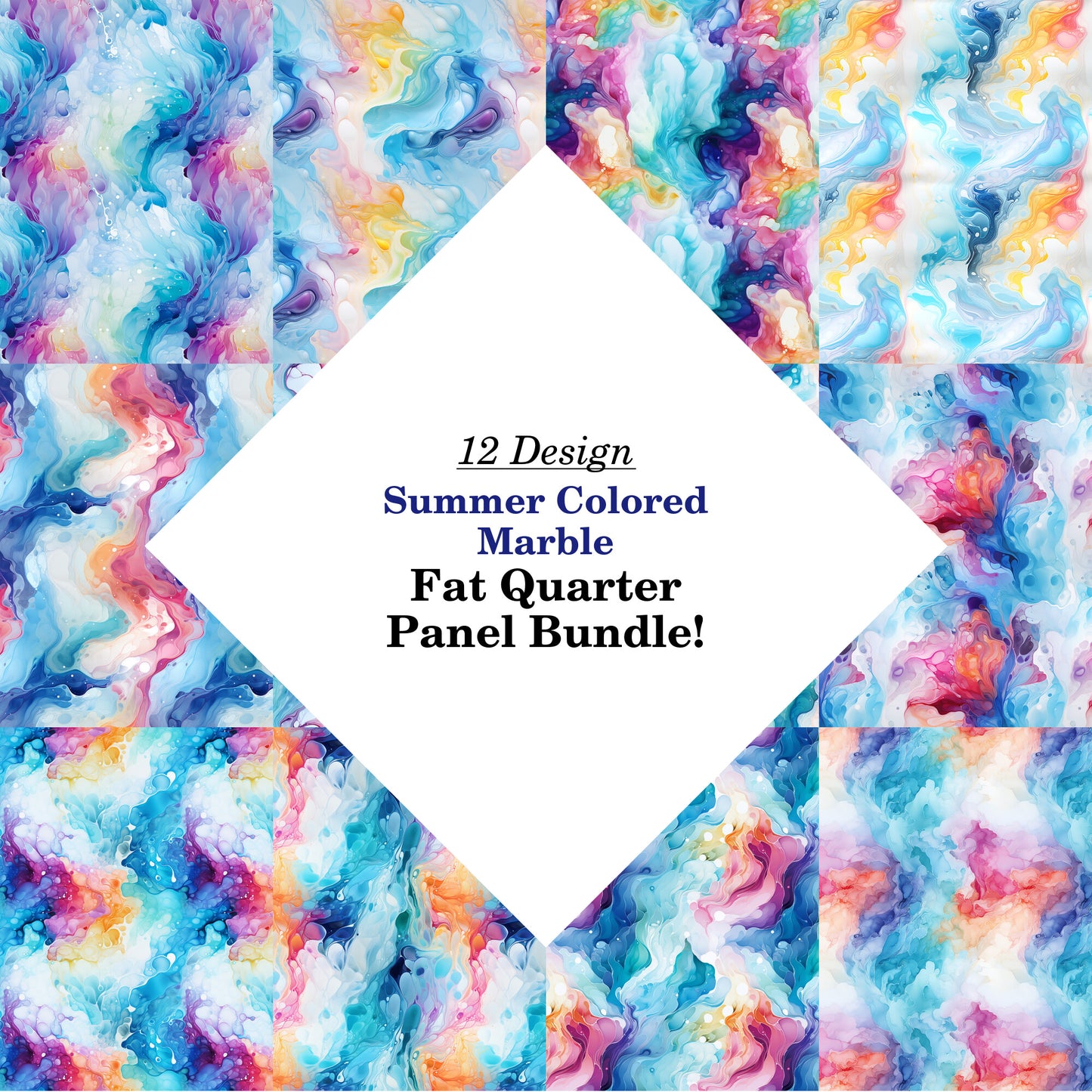 Summer Colored Marble Fat Quarter Bundle