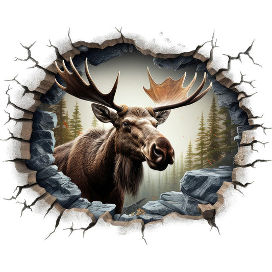 Moose Breaking Through Fabric Panel 9