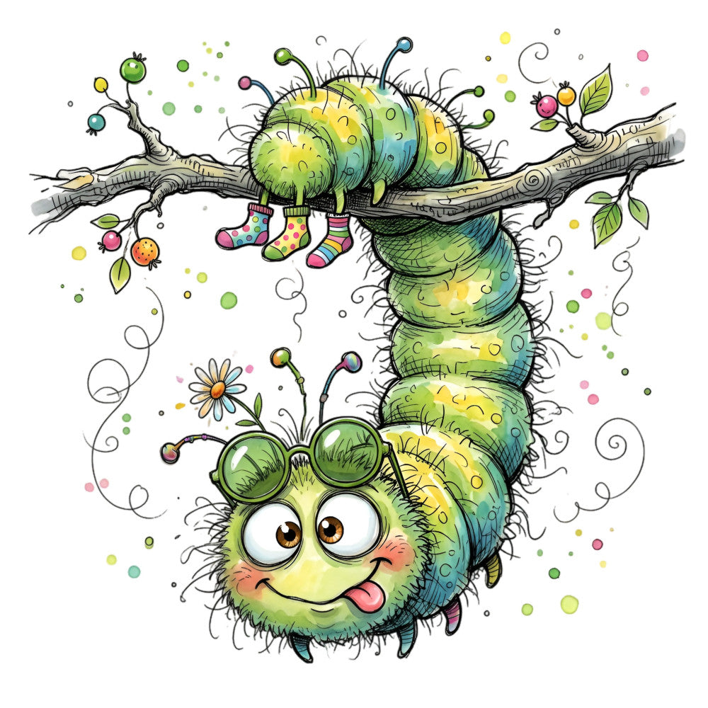 Summer Whimsical Caterpillar Fabric Panel 4