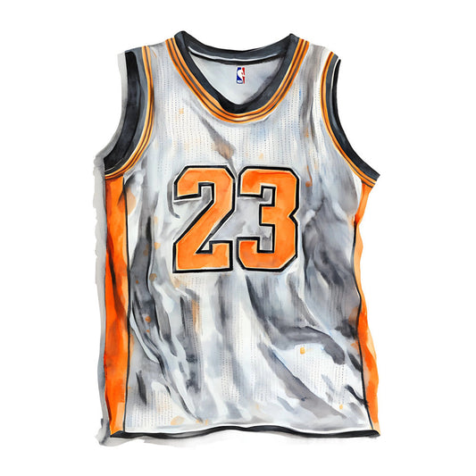 Watercolor Basketball Fabric Panel 4