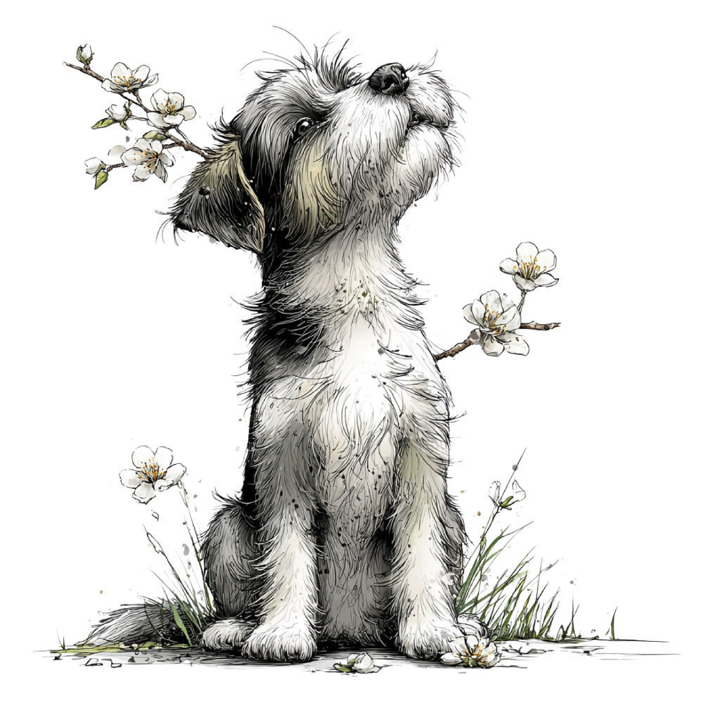 Whimsical Spring Dogs Fabric Panel 15