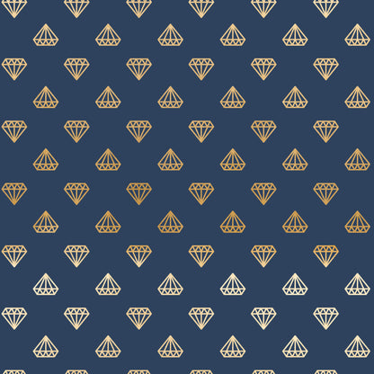 navy blue, gold, geometric diamonds, celebration pattern, quilting cotton, fabric panel, repeating motifs, luxury aesthetic, elegant design, geometric shapes, metallic accents, sophisticated palette, structured pattern, faceted gems, orderly arrangement, premium fabric, craft material, sewing supplies
