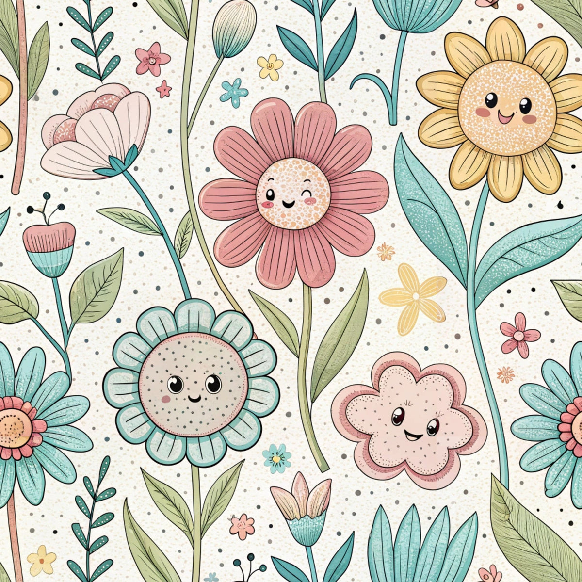 Daily Deal: Comic Wildflowers Pattern 1 Quilting Cotton Fabric - 45" x 1 Yard"