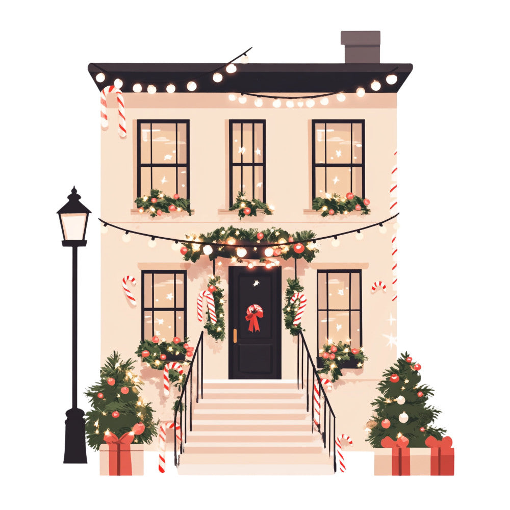 Whimsical Christmas House Fabric Panel 12