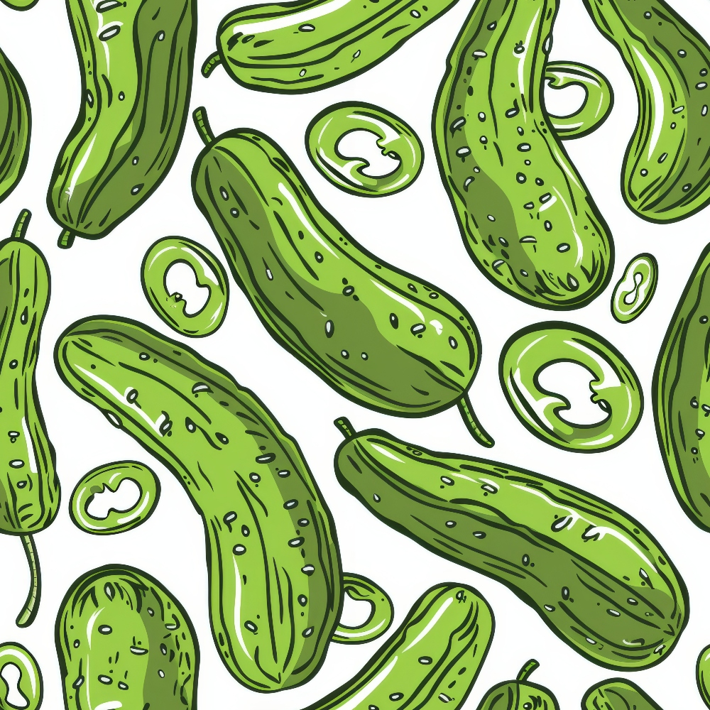 Daily Deal: Pickle Doodles Pattern Quilting Cotton Fabric - 45" x 0.5 Yards"