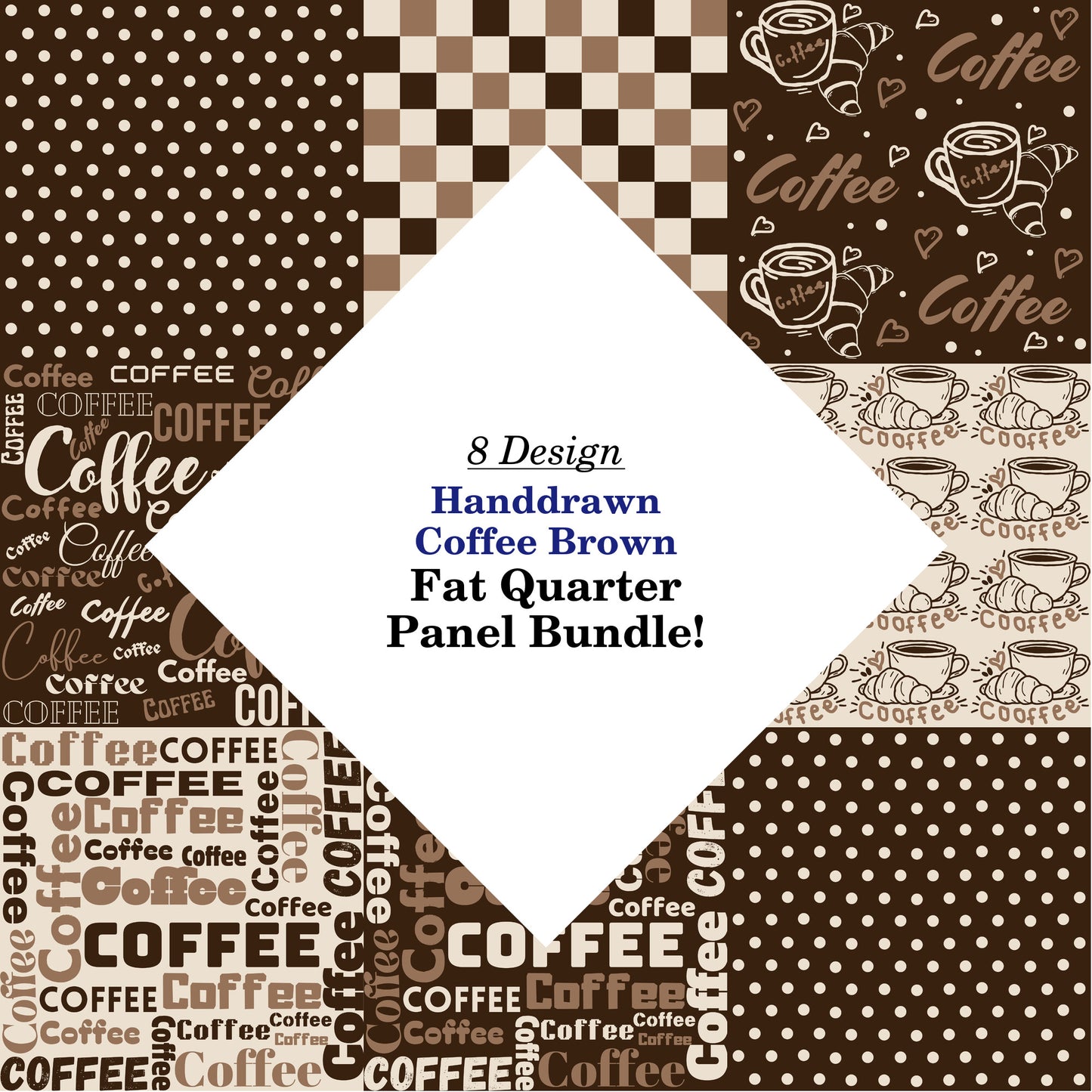 Handdrawn Coffee Brown Fat Quarter Bundle