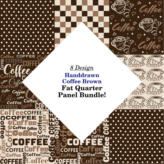 Handdrawn Coffee Brown Fat Quarter Bundle