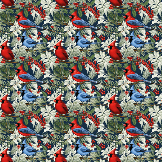 Allover Christmas Cardinals Pattern 1 Quilting Cotton Fabric