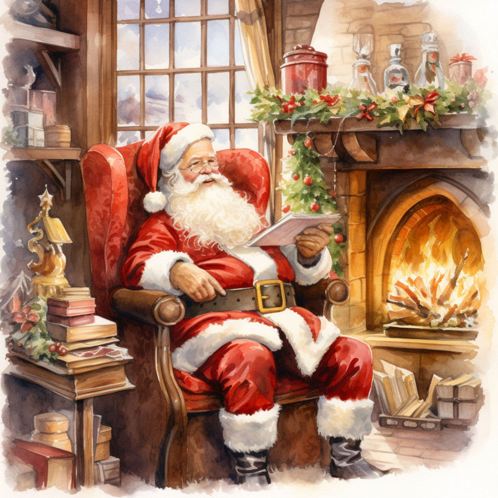 Santa Claus Christmas Scene Fabric Panel 23