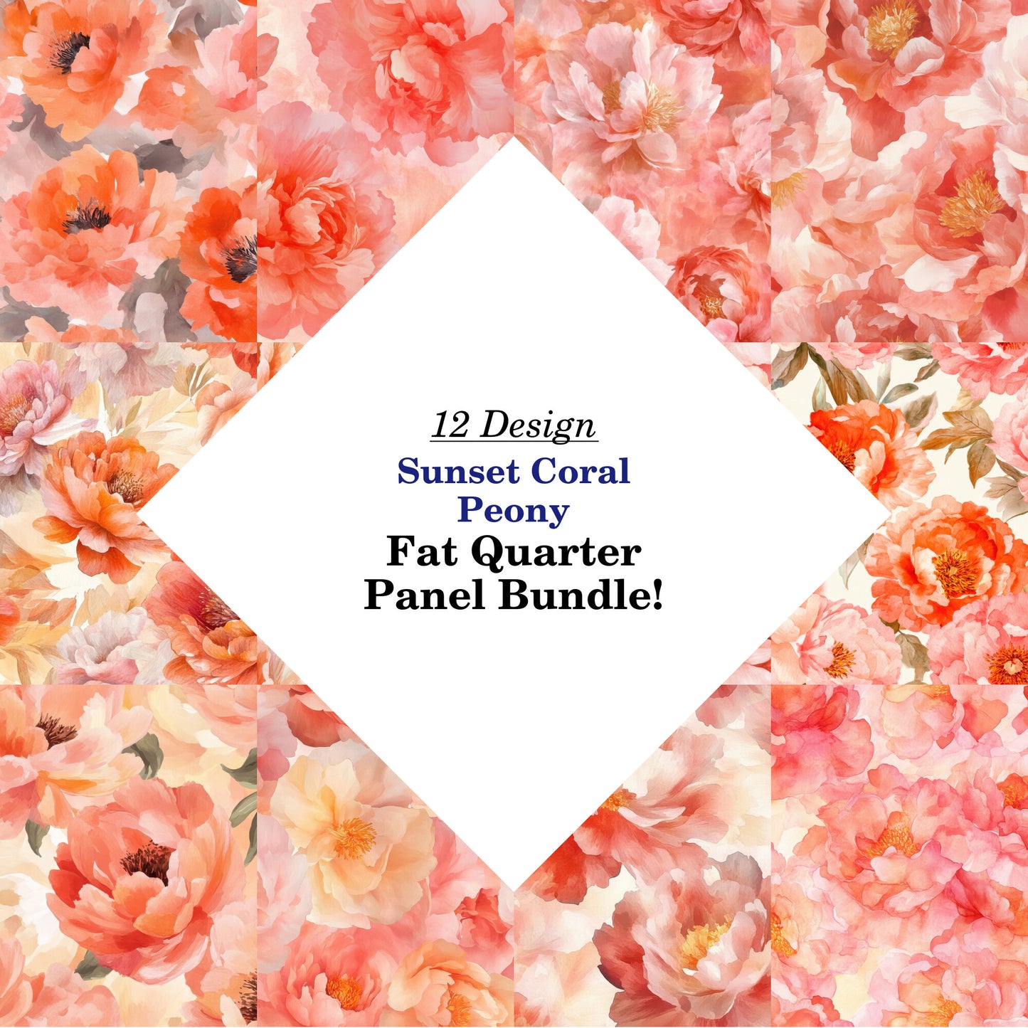 Sunset Coral Peony Fat Quarter Bundle