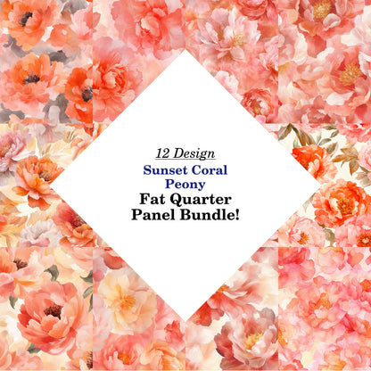 Sunset Coral Peony Fat Quarter Bundle