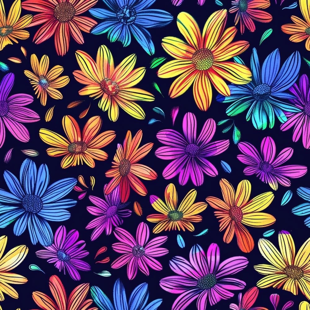 Daily Deal: Neon Daisy Pattern 15 Quilting Cotton Fabric - 45" x 1 Yard"