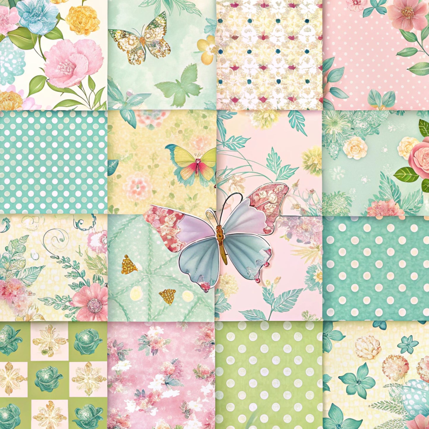 Spring Patchwork Pattern 13 Quilting Cotton Fabric