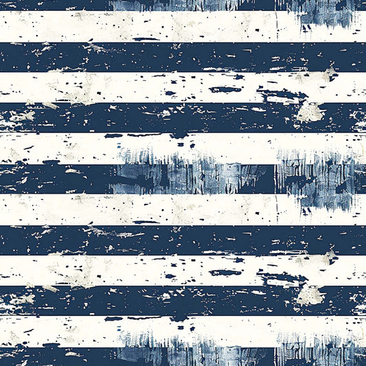 vintage farmhouse, blue, cream, white, distressed stripes, weathered wood, peeling paint, rustic texture, shabby chic, cotton fabric, quilting panel, aged finish, horizontal stripes, nautical blue, country style, worn appearance, faded paint, farmhouse decor, vintage style, distressed finish