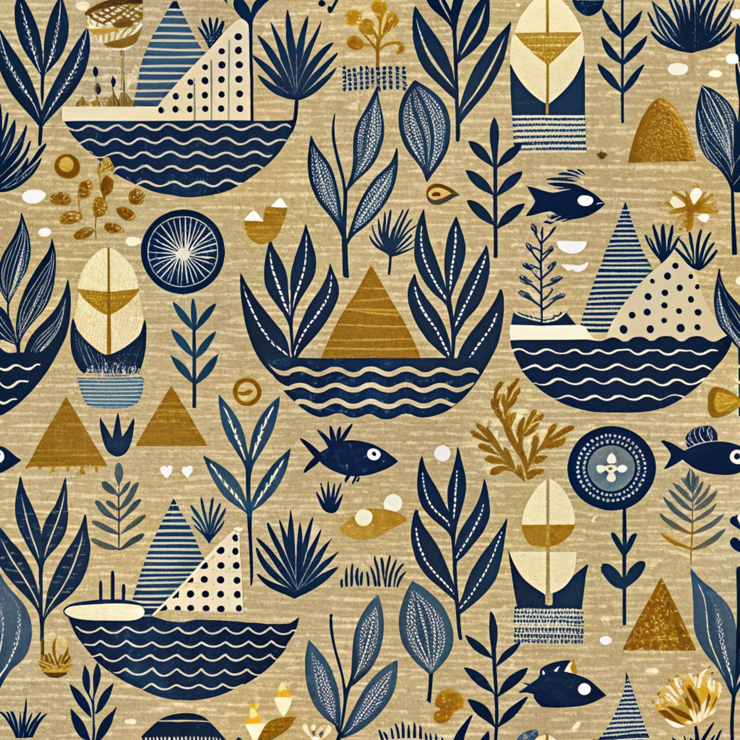 Magical Sea Pattern 16 Quilting Cotton Fabric