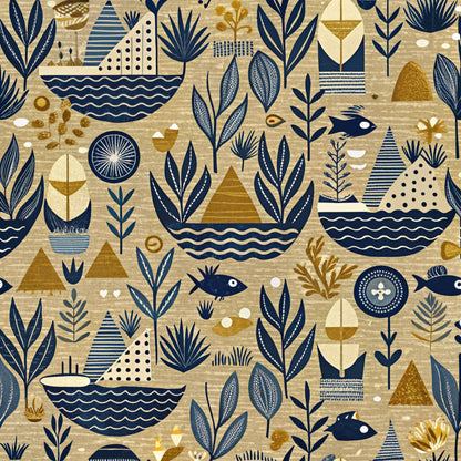 Magical Sea Pattern 16 Quilting Cotton Fabric