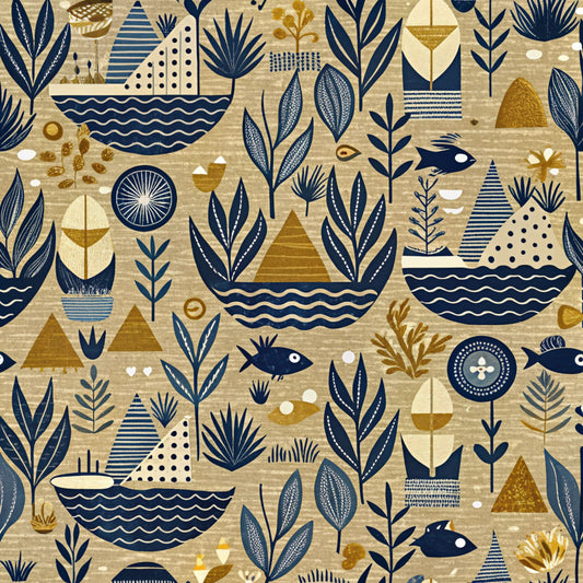 Magical Sea Pattern 16 Quilting Cotton Fabric