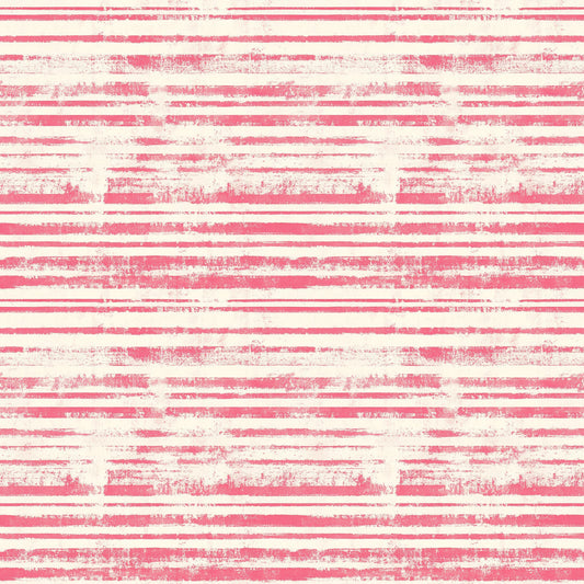 pink, cream, white, distressed stripes, horizontal stripes, vintage style, weathered texture, grunge effect, faded appearance, quilting cotton, fabric panel, shabby chic, worn look, rustic stripes, antique finish, cotton fabric, crafting material, aged pattern