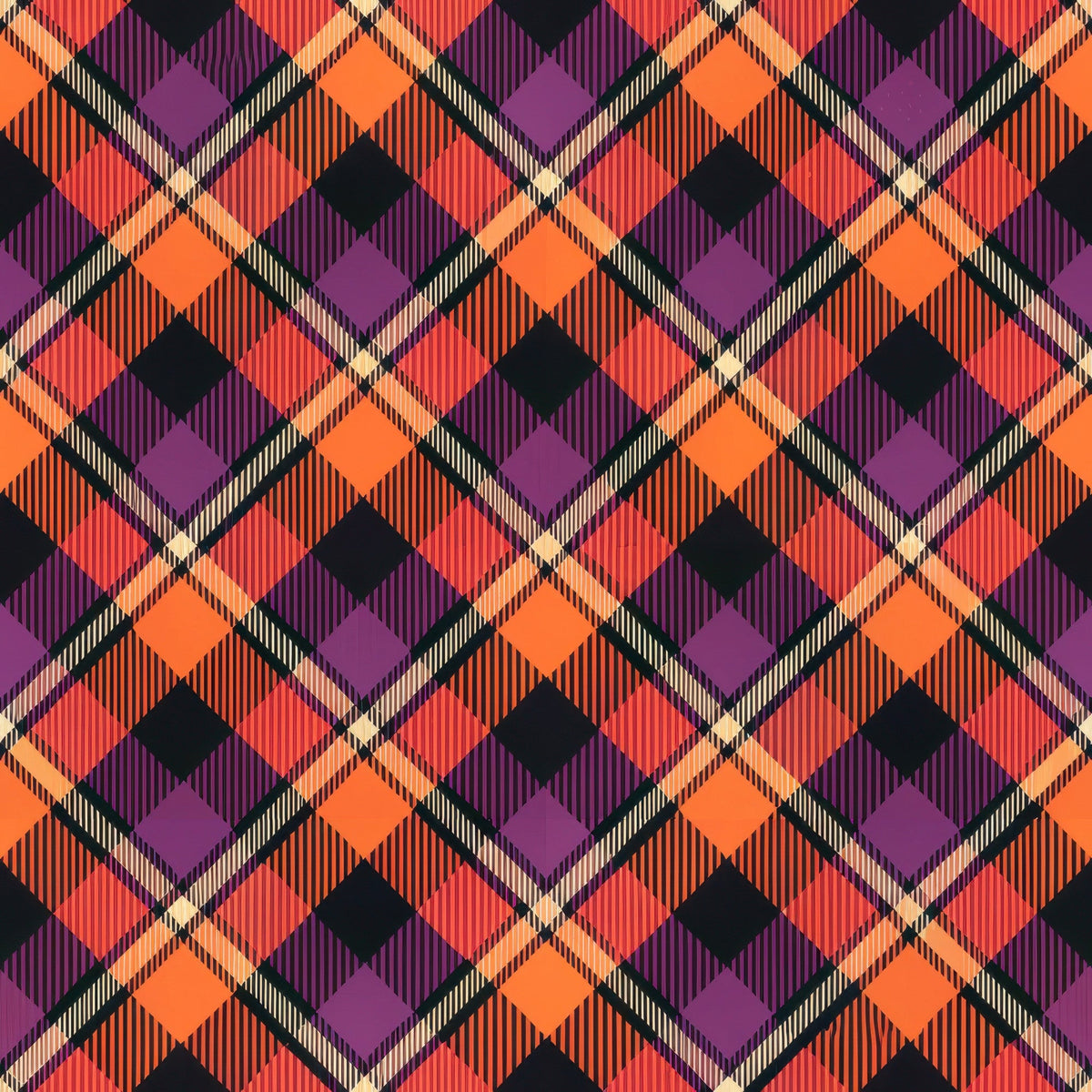 Daily Deal: Halloween Gingham and Stripes Pattern 7 Quilting Cotton Fabric - 45" x 1 Yard"