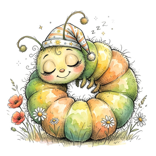 Summer Whimsical Caterpillar Fabric Panel 12