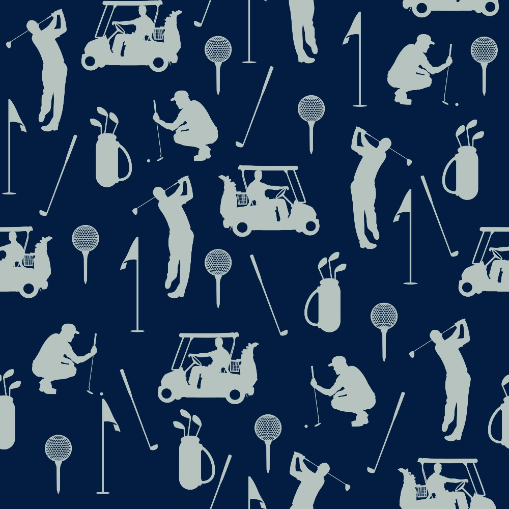 Daily Deal: Navy Blue Golf Allover Quilting Cotton Fabric - 45" x 1 Yard"