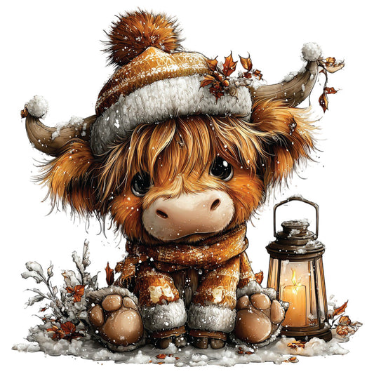 Christmas Highland Cow Fabric Panel 5