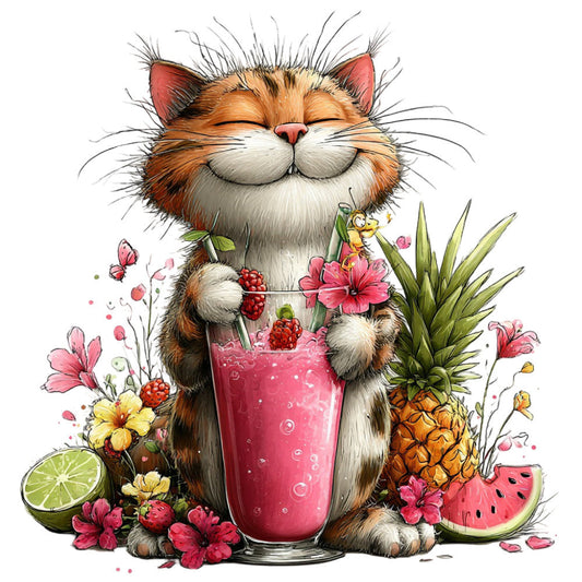Whimsical Summer Cats Fabric Panel 10