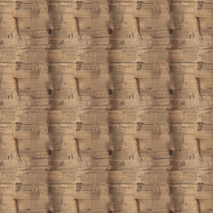 aged newspaper, vintage newsprint, sepia tones, brown hues, tan coloring, beige backdrop, antique papers, text patterns, newspaper clippings, weathered look, distressed finish, quilting cotton, fabric panel, retro style, nostalgic design, collage pattern, overlapping papers, faded print, historical documents, craft fabric