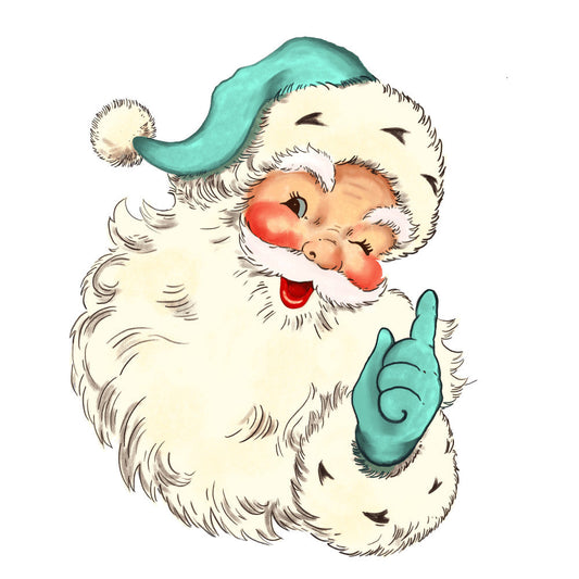 Blue Hat Santas Fabric Panel 1