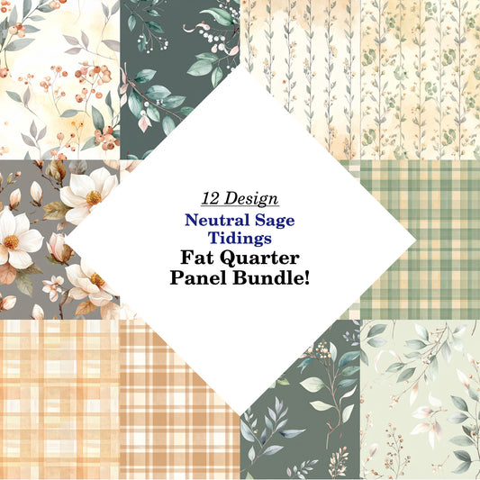 Neutral Sage Tidings Fat Quarter Bundle