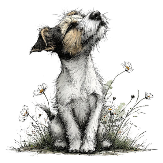 Whimsical Spring Dogs Fabric Panel 18