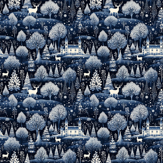 Delft Blue Winter Pattern 8 Quilting Cotton Fabric