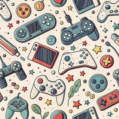 Modern Gamer Controllers Pattern 3 Quilting Cotton Fabric