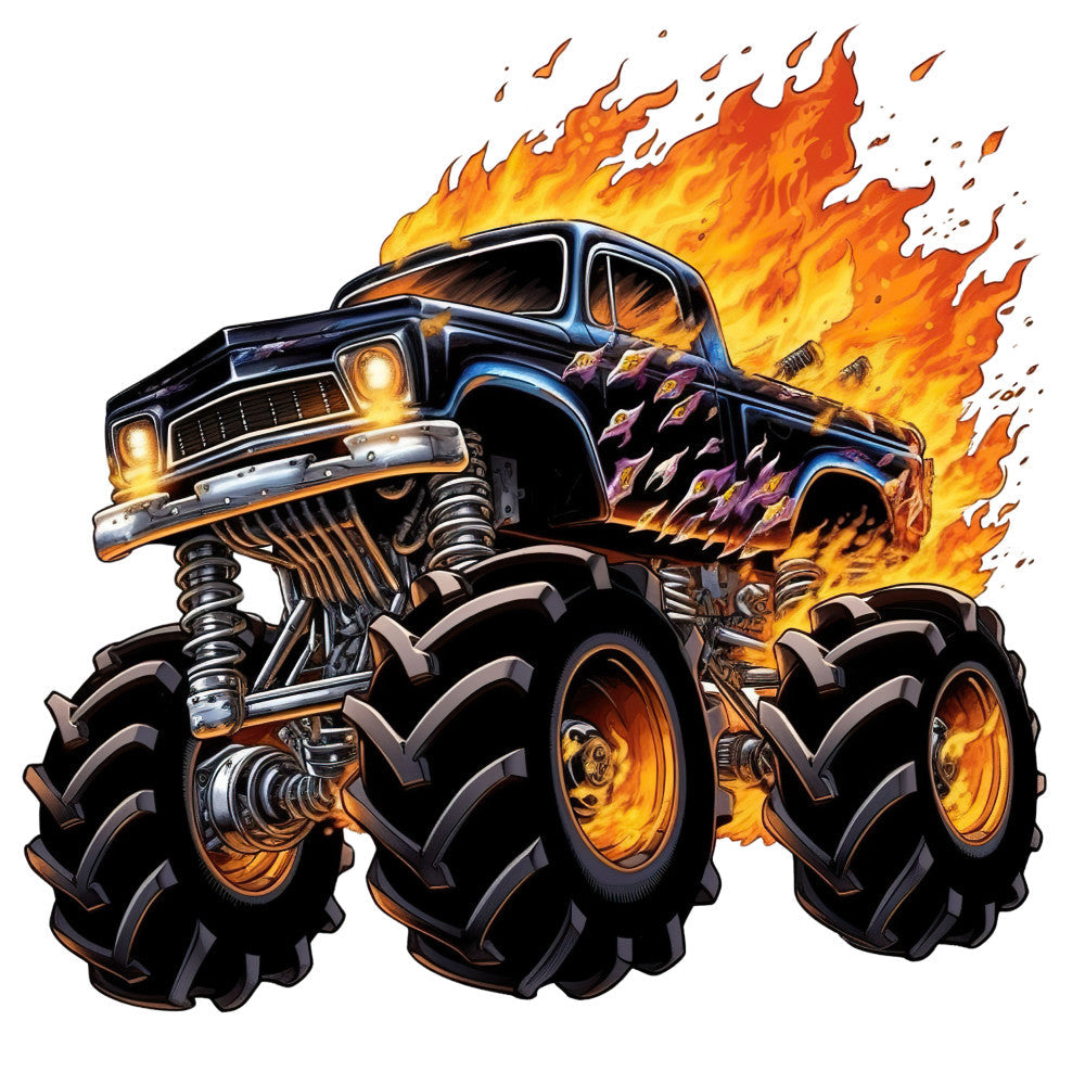 Monster Truck Crushes Fabric Panel 12