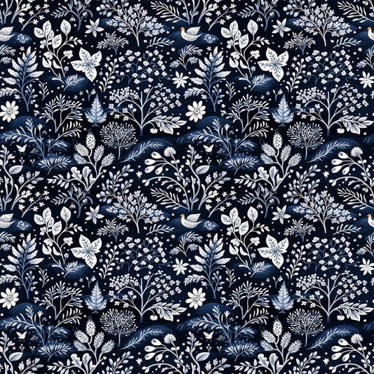 Delft Blue Winter Pattern 10 Quilting Cotton Fabric
