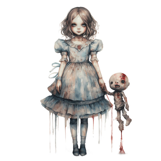 Creepy Horror Evil Dolls Fabric Panel 13