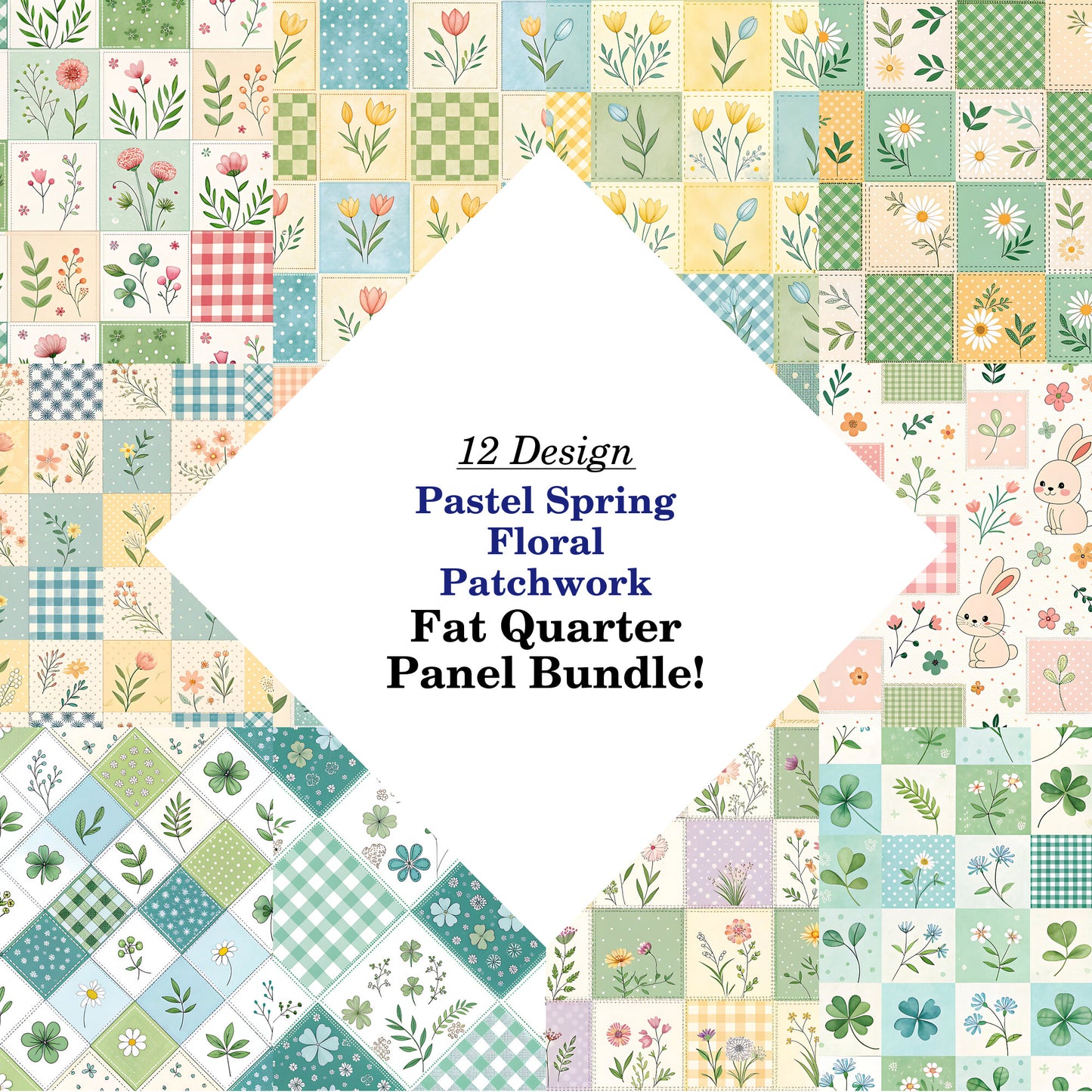Pastel Spring Floral Patchwork Fat Quarter Bundle