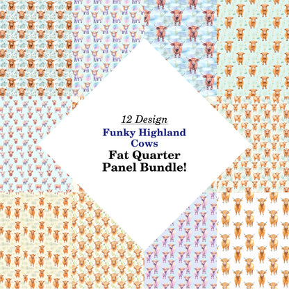 Funky Highland Cows Fat Quarter Bundle