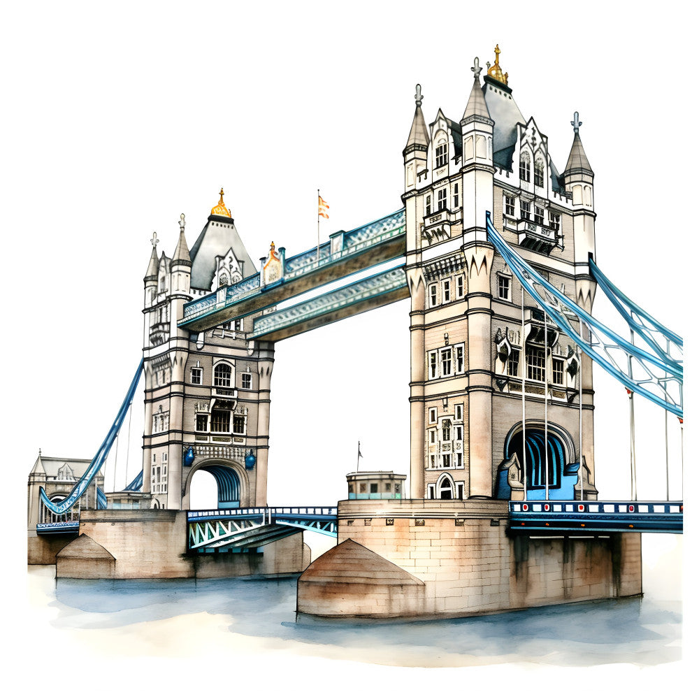Watercolor Hello London Fabric Panel 19