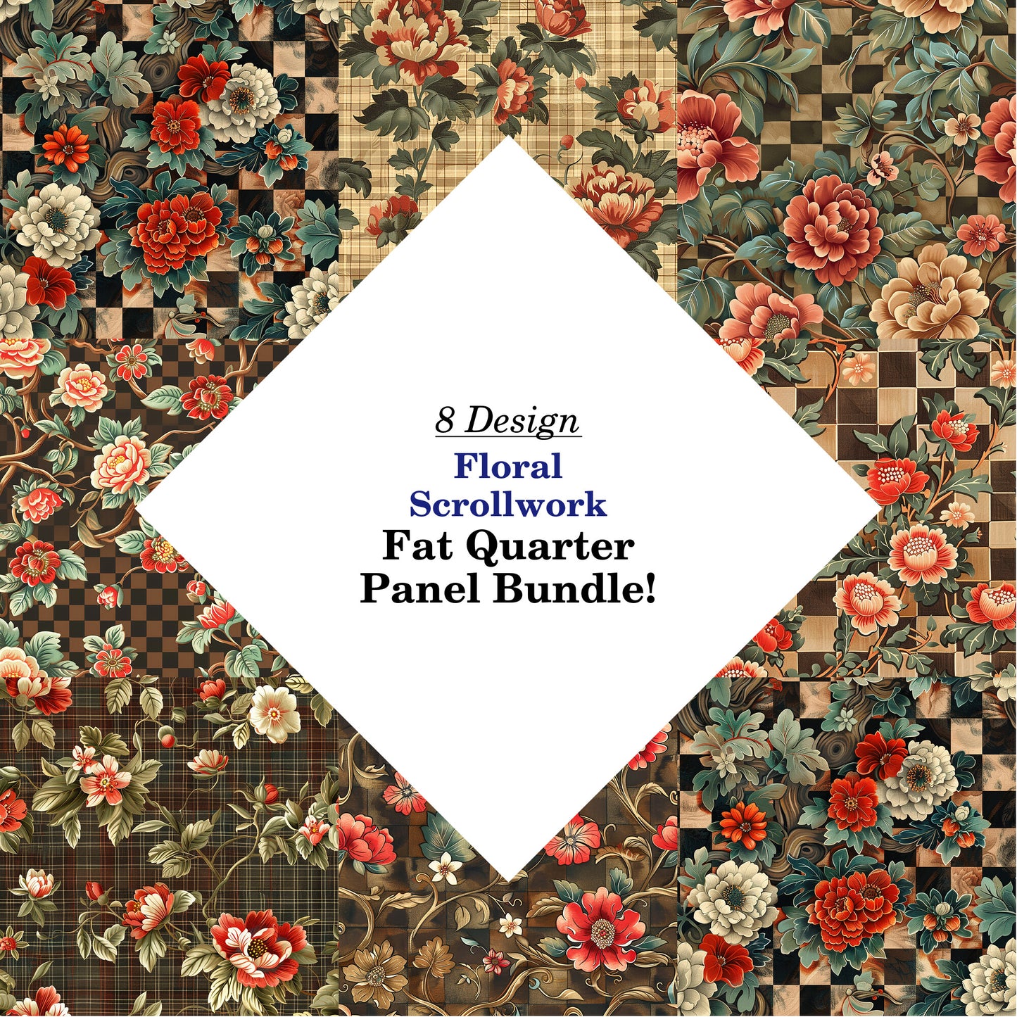 Floral Scrollwork Fat Quarter Bundle