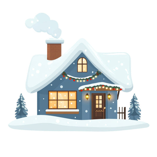 Whimsical Christmas House Fabric Panel 1